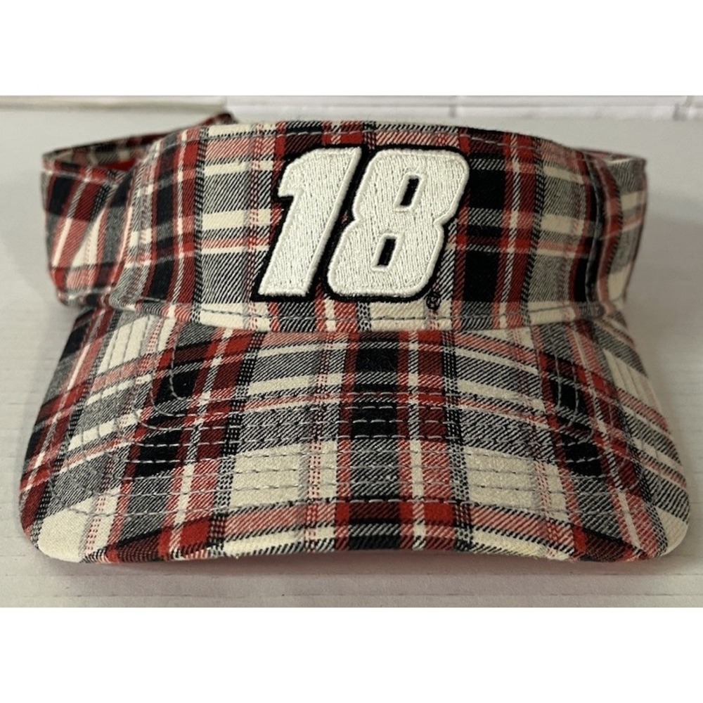 NASCAR Sun Visor Unisex OSFM Red Plaid Kyle Busch 18 Racing Hat
